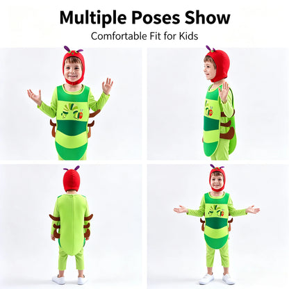 Cute Caterpillar Kids Costume, Vivid Cartoon Role‑Play Outfit, Full Dress‑up Set for Holiday Party & Stage Performance Gift