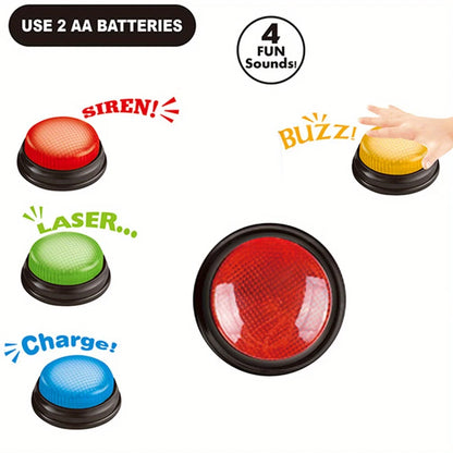 4pcs Lights and Sounds Buzzers Toy,  Creative Party Game Show and Classroom, Family,  Accessories, Stocking Stuffers for Kids