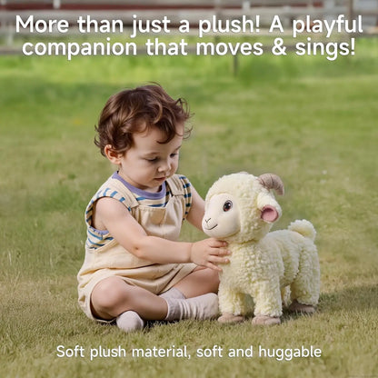 Interactive Singing Walking Lamb Plush Toy - Soft Stuffed Animal with Leash! Electronic Pet for Babies & Toddlers, birthday Gift