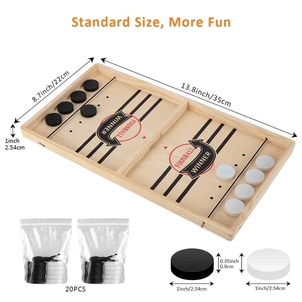 Fast Puck & Sling Puck Party Game, Winner Wooden Board Game For Family Parents Interaction, Birthday Christmas Helloween Gift